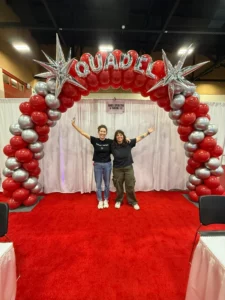 balloon arch with text