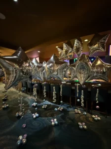 foil centerpieces with foil text