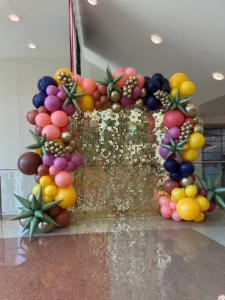 succulent themed balloon arch