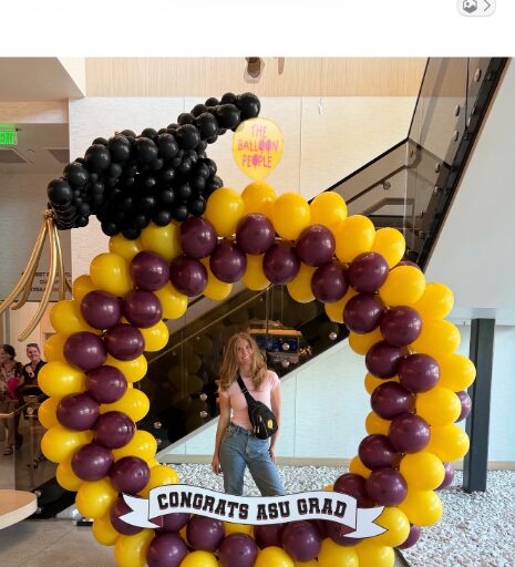 graduation balloon hoop with grad cap and custom text