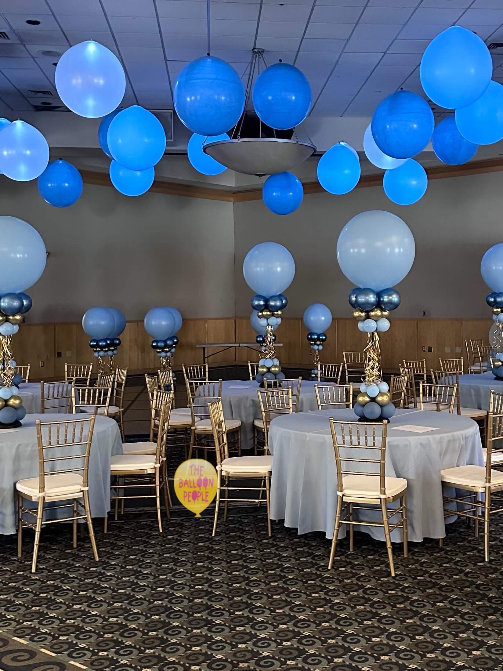 bat mitvah centerpiece, 3 foot balloons over a dance floor