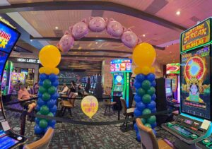 Grand opening of new slot machine bank at a casino
