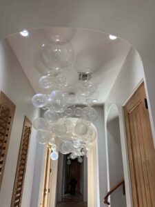 clear Balloon bubbles on a ceiling