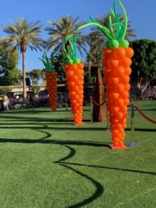 Balloon carrots outside