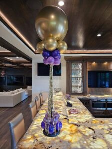 Tall ceilings? No problem. We have air-filled Balloon Centerpieces over 6 feet tall.