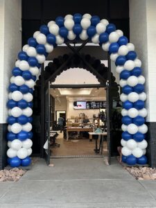 Blue and white grand opening entrance Balloon Arches