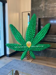 cannabis leaf made out of Balloons, 420 Balloons