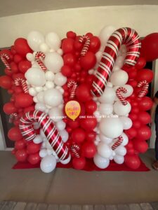 candy cane theme Balloon wall backdrop