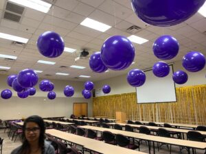 giant ceiling Balloons in purple