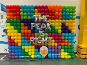 colorful, flat Balloon wall with a shallow profile