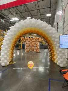 Blue tunnel in white yellow and gold