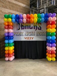 pride theme Balloon Backdrops for a trade show booth