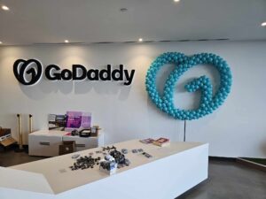 Go Daddy logo recreated in Balloons