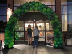 Balloon Arches in shades of green