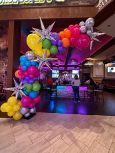 colorful Balloon Garlands entrance decorations