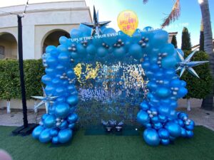 sparkly blue and silver shimmar wall backdrop perfect for pictures