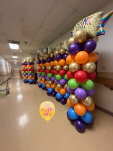 Corporate balloon decor, columns used for employee appreciation