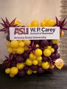 Balloon wall with custom graphic for graduation