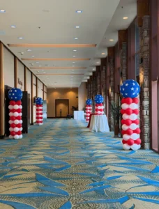 Patriotic flag balloon columns